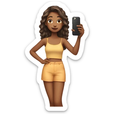 Girl with tan skin taking a selfie full body sticker