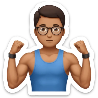 Male core muscles white dark brown hair round glasses sticker