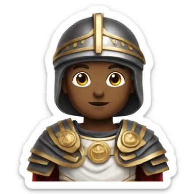 A boy dressed in oversized roman gear sticker