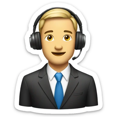man in a business suit and headphones sticker