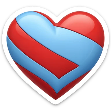 corazon azul y rojo a rayas sticker