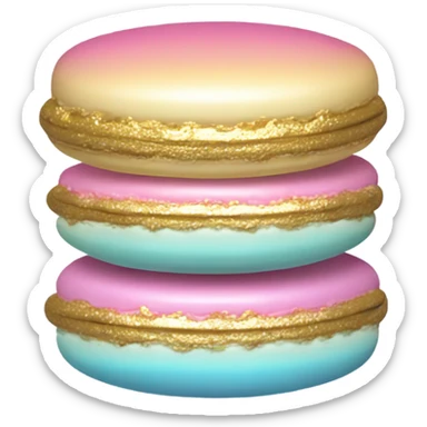 Realistic pastel ombre macaron with shiny metallic gold filling in the center. sticker