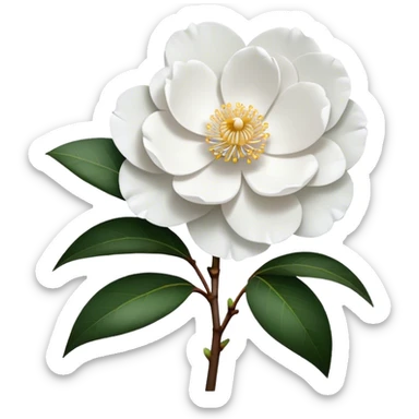 single Camellia japonica, straight stem sticker