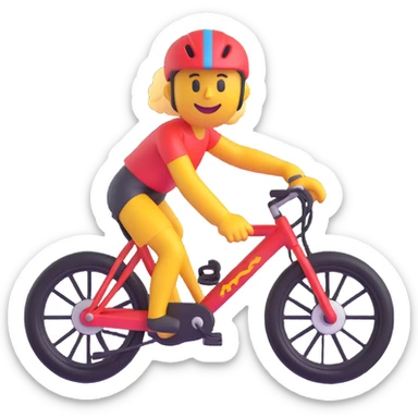 3D smiley emoji, round shape, with mountain bike, sporty face, transparent background (mountain biking) sticker