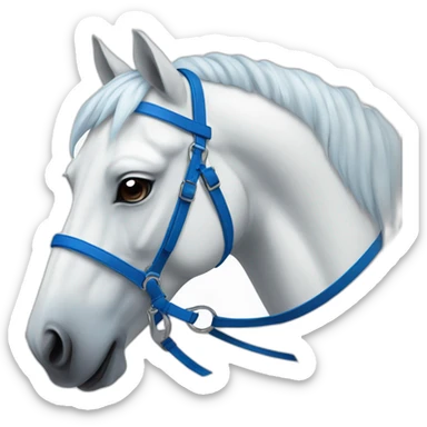 White horse with blue bridle sticker