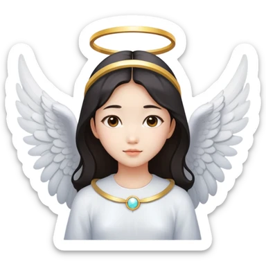 Asian girl with angel wings and halo sticker
