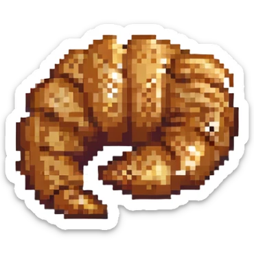 croissant merged into a brick, pixel art style sticker