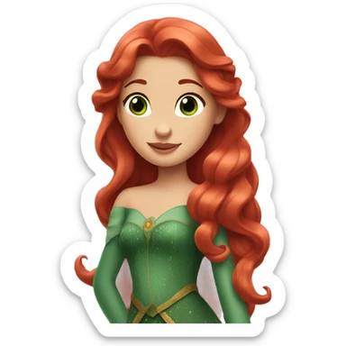 Disney princess with long red hair and green eyes sticker