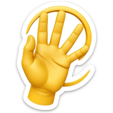 A 3D Apple-style yellow hand emoji, closed fist with only the index finger pointing upward, the finger making a circular motion as if drawing an imaginary circle in the air, dynamic curved motion lines around the finger to show the circular movement, smooth glossy texture, clean minimal background sticker