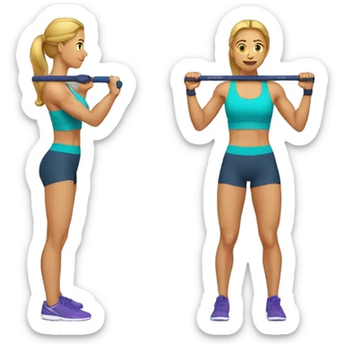 woman using resistance band for bicep curls sticker
