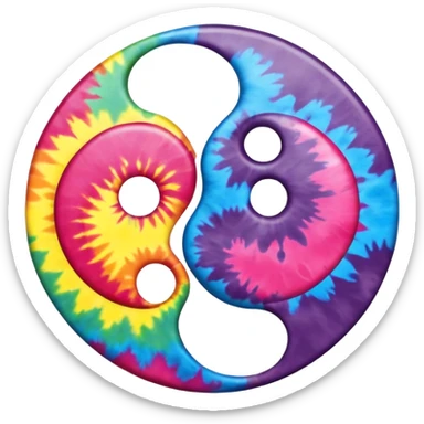 Tie dye ying yang with hearts as the opposite  sticker