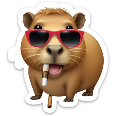 Capybara smoking a cigar  with sunglasses and wearing a bikini sticker