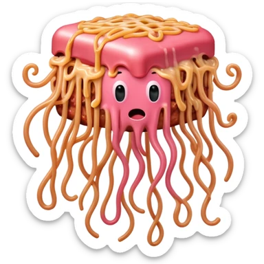  SPAM meat melted pink dripping sauce flying spaghetti monster sticker