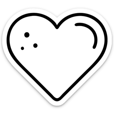 dark red heart with black speckles and glossy highlight, icon style sticker