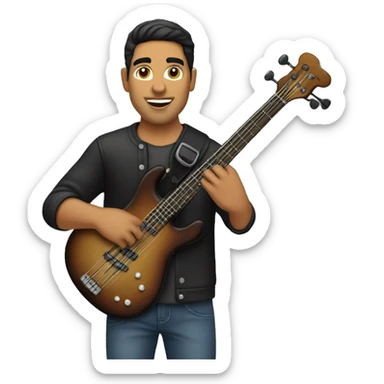 hispanic male playing black bass guita sticker