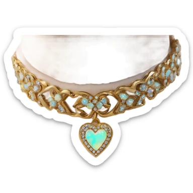 Gold heart collar with opal rhinestones sticker