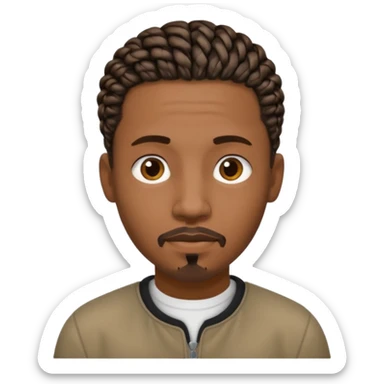 Hazme un emoji de un hombre negro con trenzas cortas (pero no mucho) y una pequeña perilla sin bigote sticker