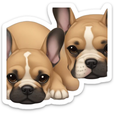 Sleeping Light Brown and black French bulldog sticker