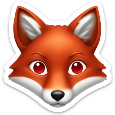 dark red fox face with tiny red heart instead of eyes sticker