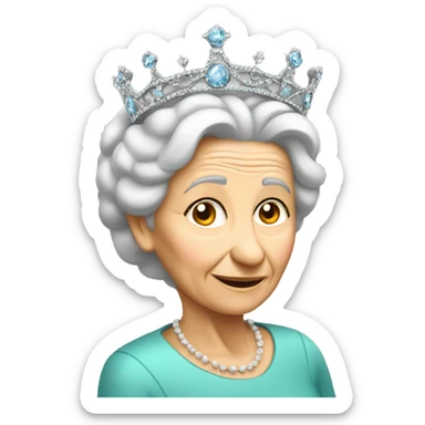 old lady putting crown on head of someone sticker