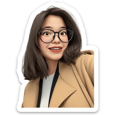 smiling girl with glasses sticker