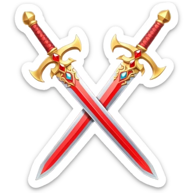 Two Golden royal swords with red gems sticker
