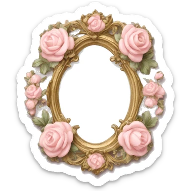 vintage rococo light pink dainty floral frame sticker