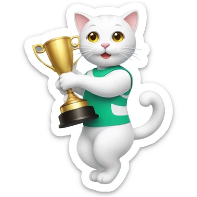 cat holding up a number 10 trophy sticker