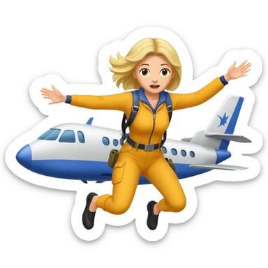 a woman jumps off a plane, apocolypse sticker