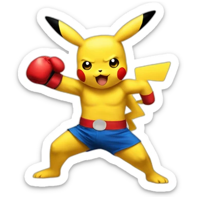 Pikachu boxing Champion  sticker