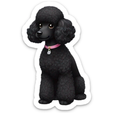 miniture black poodle headshot sticker