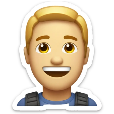 A pixelated happy emoji sticker