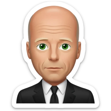 Bruce Willis with green eyes, black Oscar suit sticker
