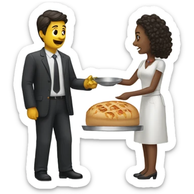 A man serves a woman sticker