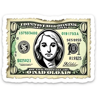 Ripped dollar bill sticker