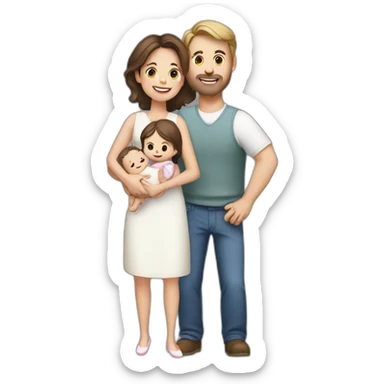 white brunette Husband and wife carrying their infant little daughter sticker