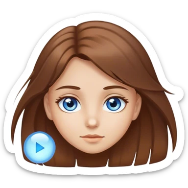 Brown hair brown eye girl with blue eye light hair big  sticker