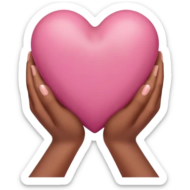 Pink heart in two brown skin tone hands sticker