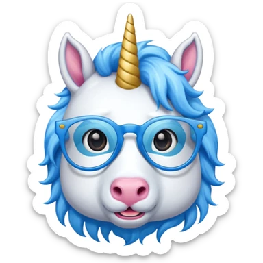 unicorn with blue glasses sticker
