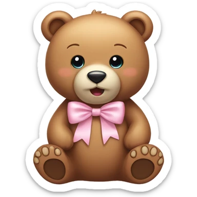 Bear with light pink bow sticker