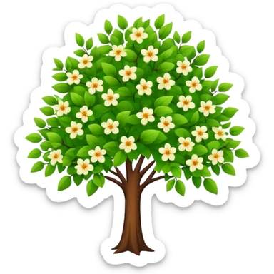 Spring tree with green leave and flowers sticker