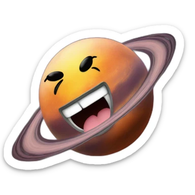 planet Mercury with a cartoon face with tongue sticker