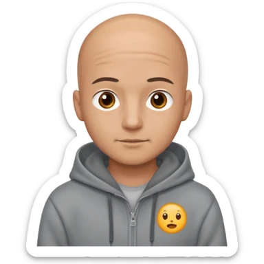 CUte bald man in hoody sticker