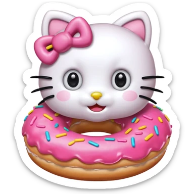 hello kitty eating a donut sticker