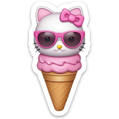 Hello Kitty inspired ice cream cone, with sunglasses sticker