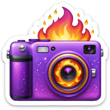 Glitter Fire Camera Purple sticker
