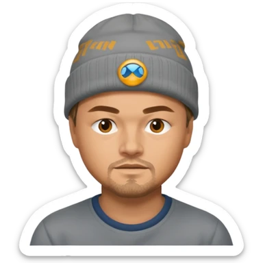 leonardo dicaprio wearing gray beanie sticker
