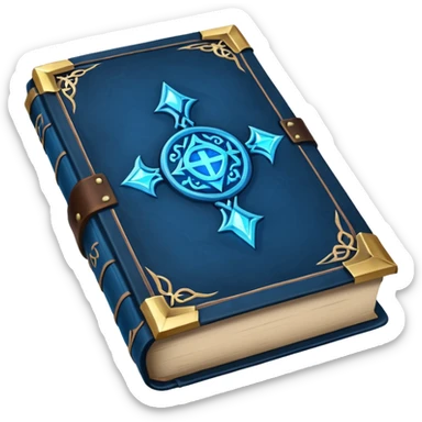 Spell Book – Old leather book with glowing runes and bookmarks sticker