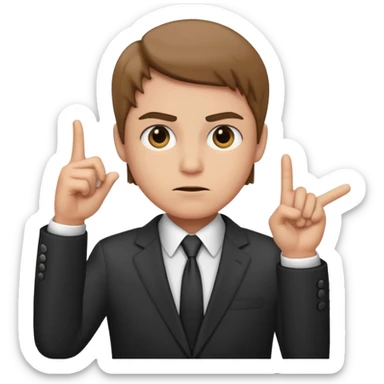 Emoji pointing behind itself with an unamused face sticker