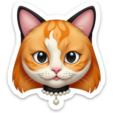 frame The Girl and the Pearls Painting, cat face sticker